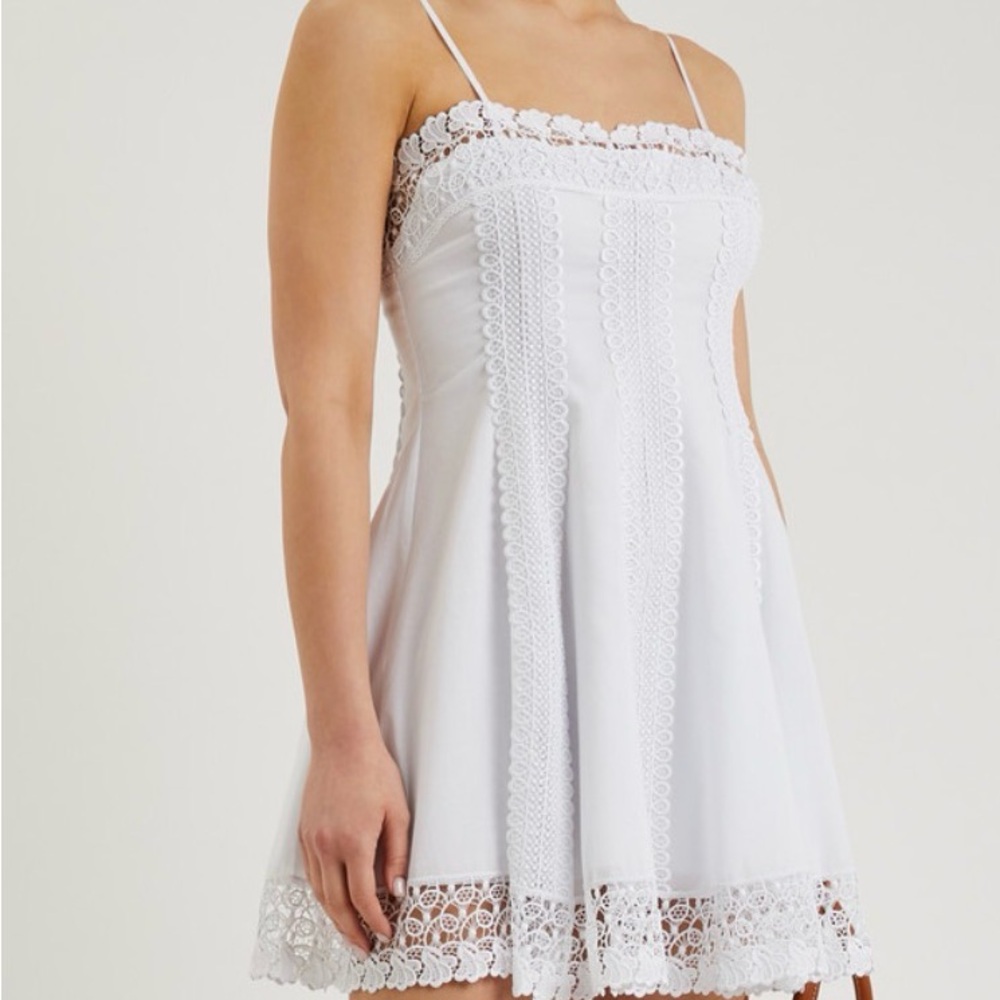 Charo Ruiz White Lace-Trim Mini Dress